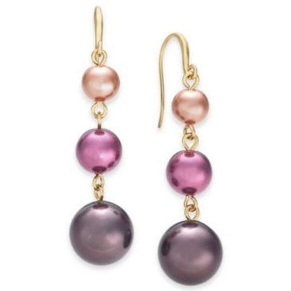 Charter Club Gold-Tone Imitation Pearl Graduated Linear Drop Earrings - Picture 1 of 1